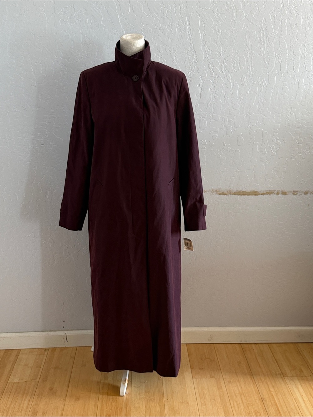 London Fog Long Trench Coat in Plum